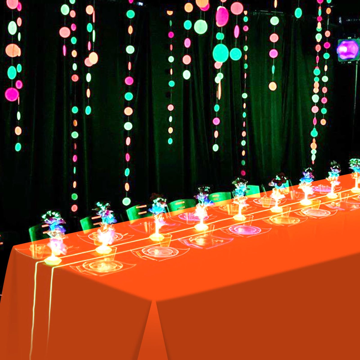 Hauwellter neon tablecloth purple 54x108 inches boosts glow party decor.