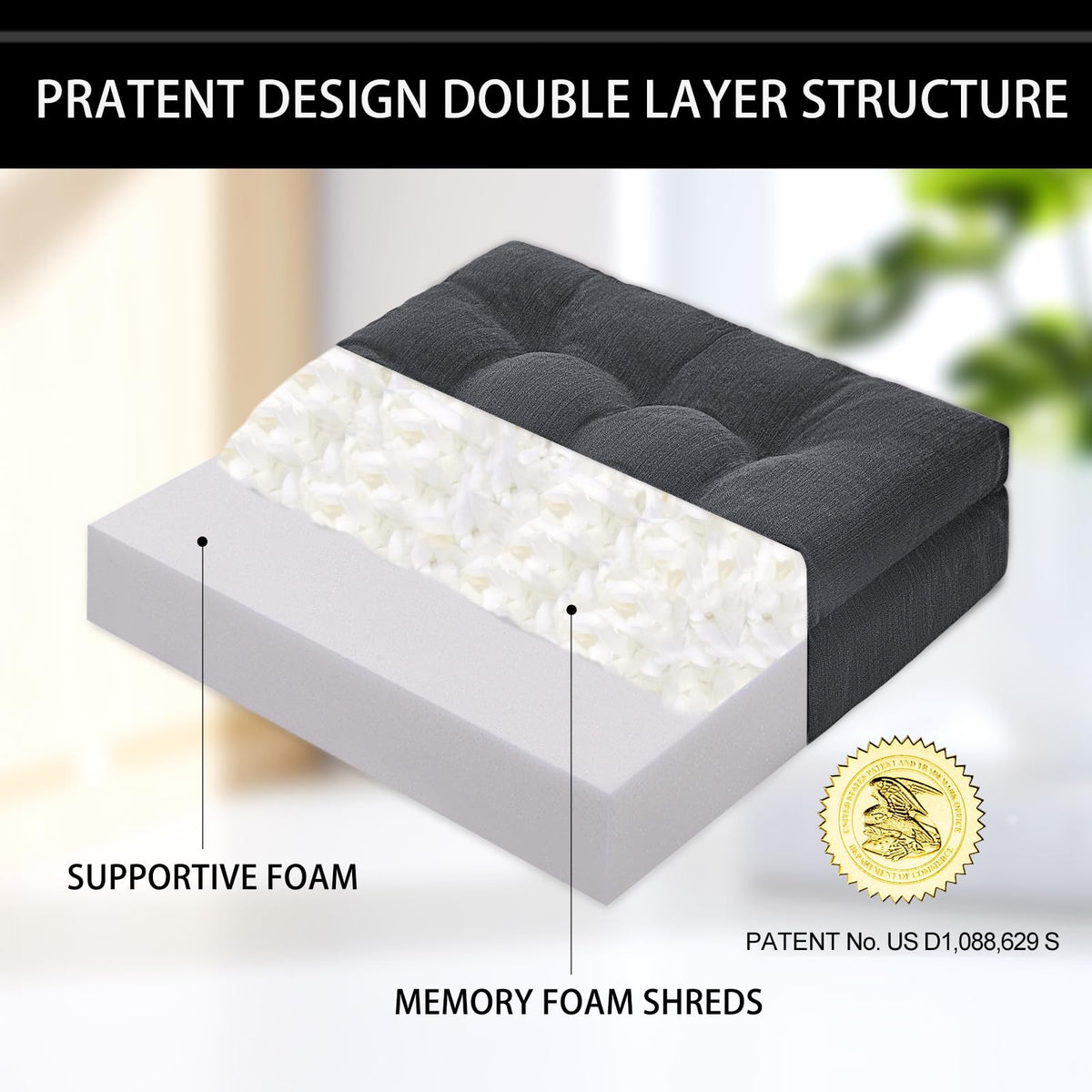HAVARGO memory foam shreds top layer adds plush support.