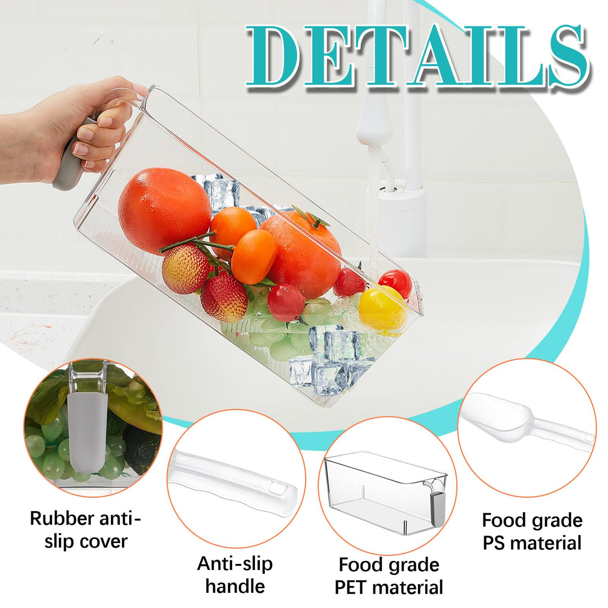 Havawish freezer bin in clear grey for quick ice visibility.