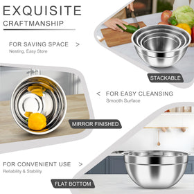 Three sizes include 4.5 qt, 3 qt, and 1.5 qt for versatile tasks.