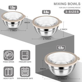 HaWare mixing bowls with airtight lids for quick content checks and freshness.