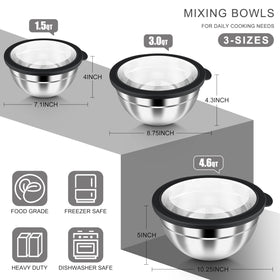 HaWare stainless-steel bowls resist rust and deformation for daily prep.