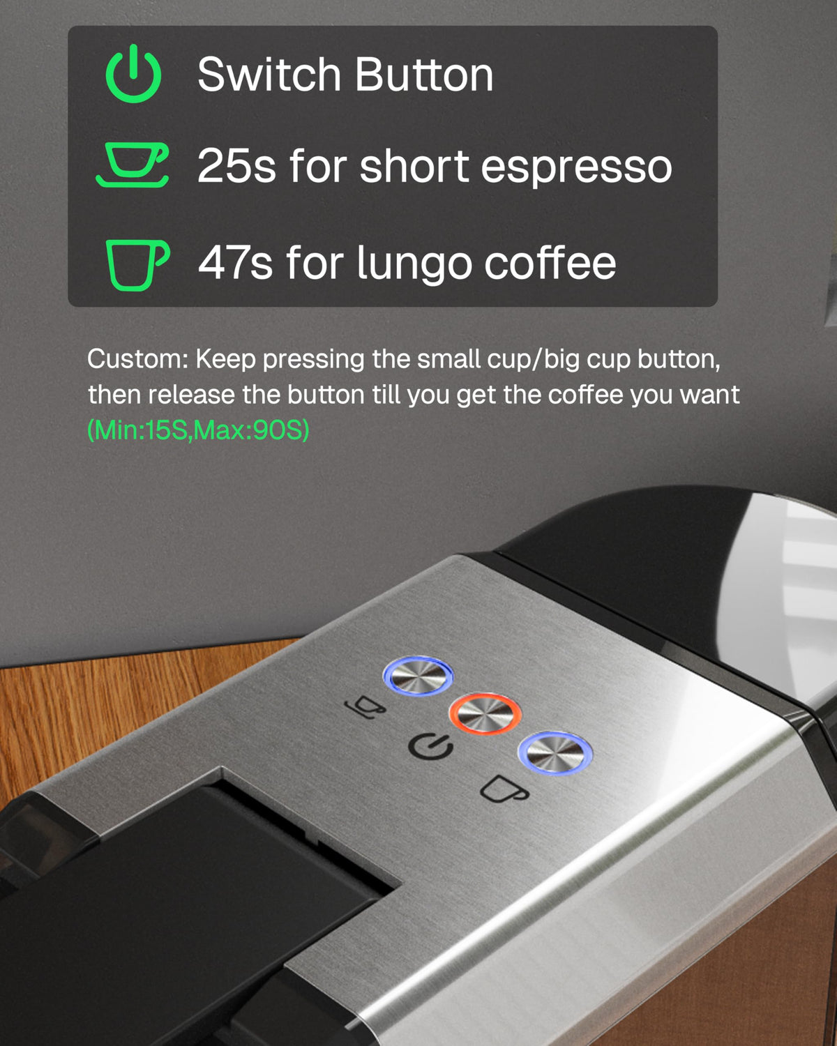 HBN 19-bar pump delivers rich espresso aroma.