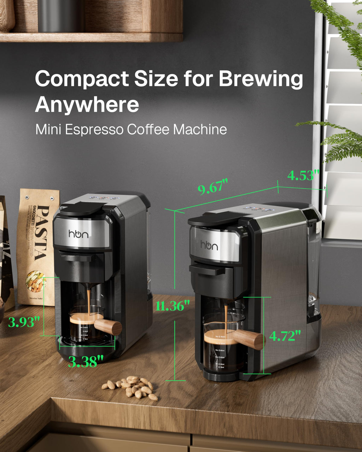 HBN one-touch LED controls simplify brewing.
