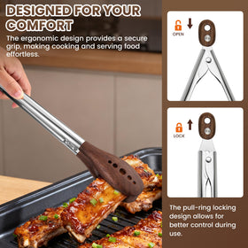 HE-SANQI pull-ring locking keeps tongs secure when stored.