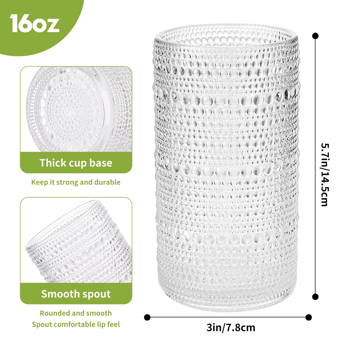 HEFBCOMK vintage hobnail detail adds elegant texture to beverages.