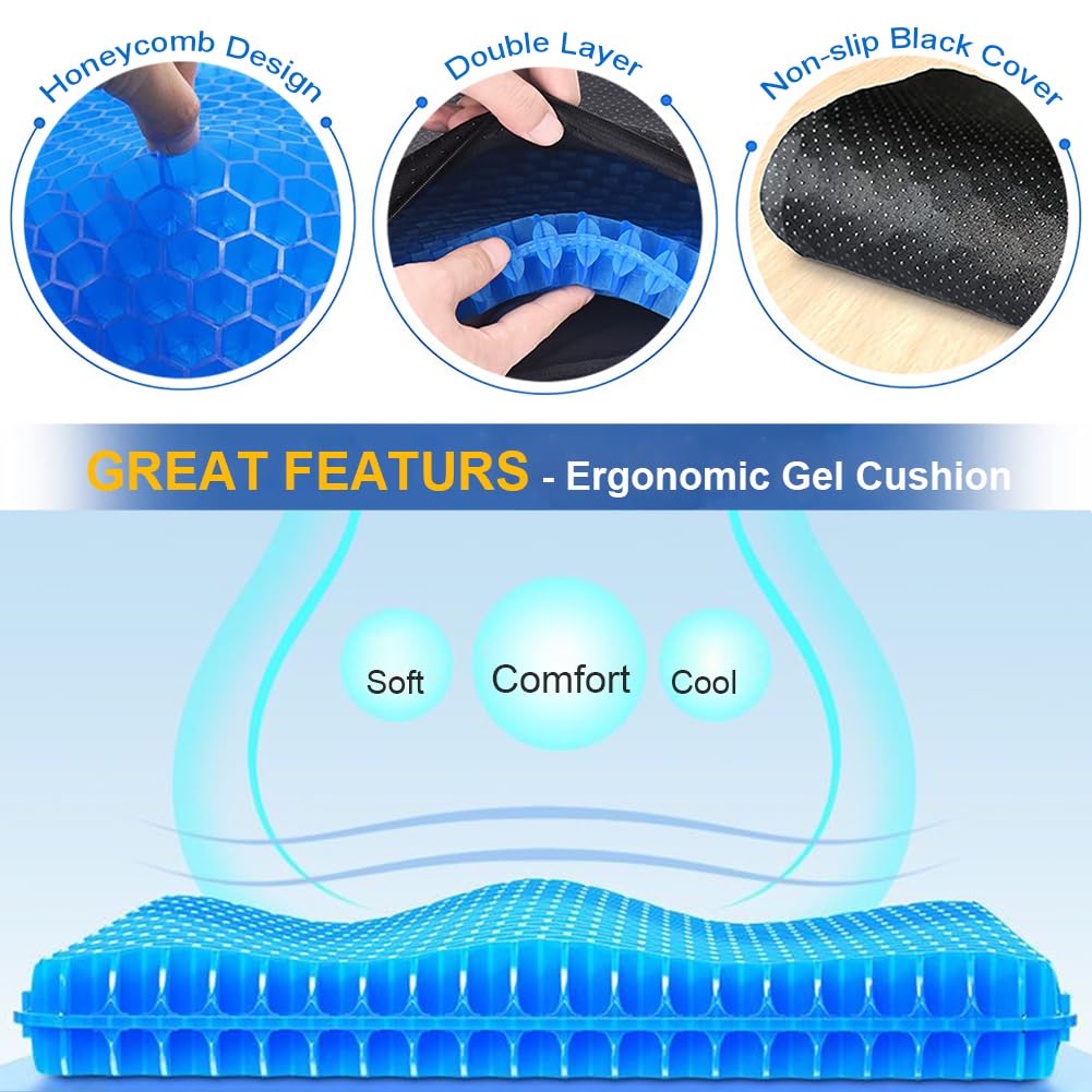 Helishy Gel Seat Cushion in office setup supports comfortable posture at desk.