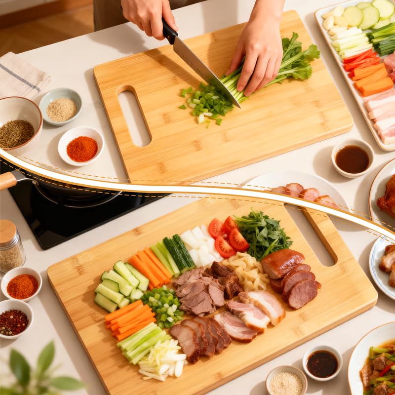 Henghere bamboo cutting board 11.8x7 inches, durable surface for fruits and meats
