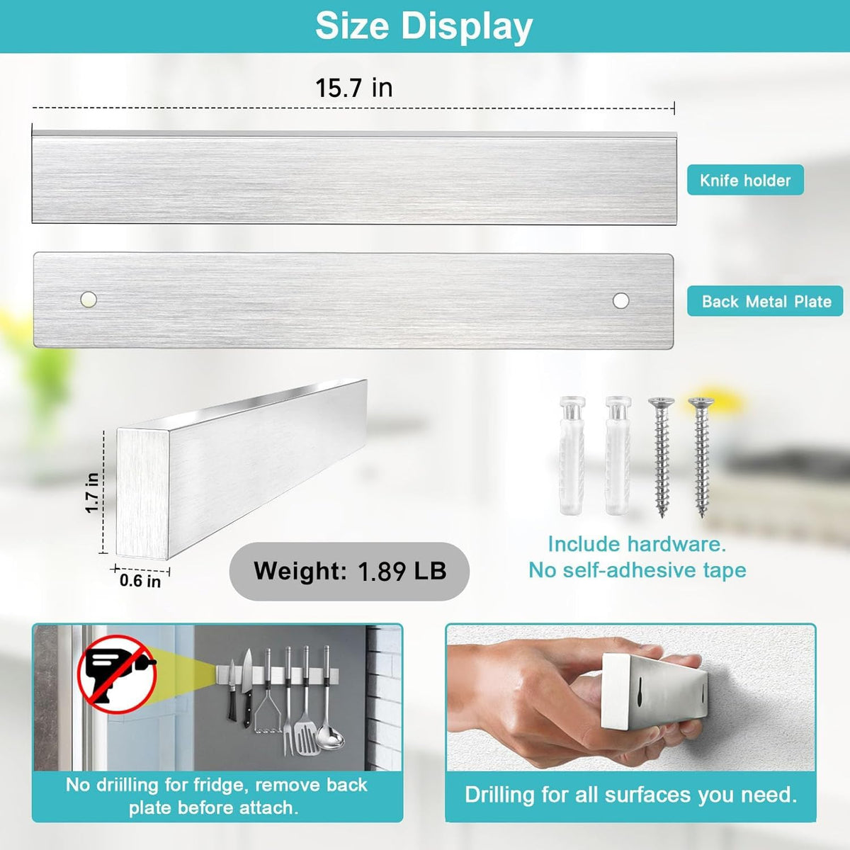 HEREOF wall-mount knife rack displays knives neatly for quick access.