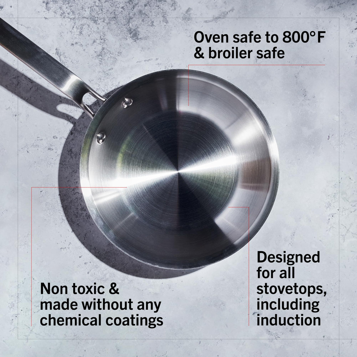 Heritage Steel Eater Series non-toxic stainless surface without coatings.