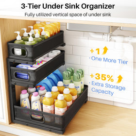 HERJOY thicker steel frame delivers durable, wobble-free under-sink storage.