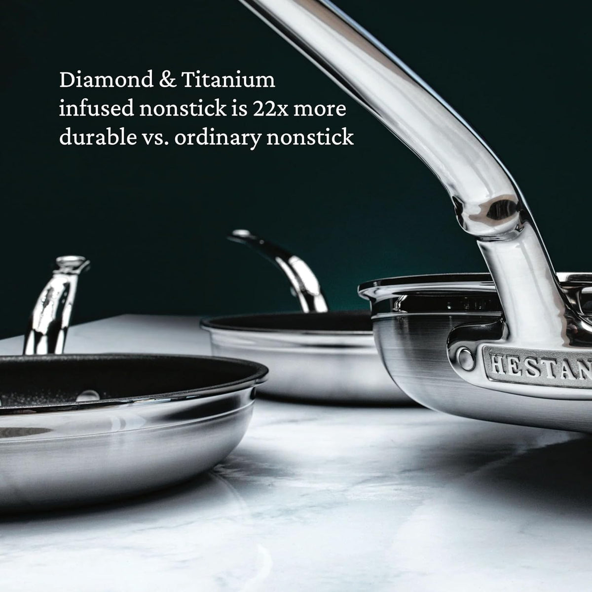 Induction-compatible Hestan TITUM pan for versatile cooktops