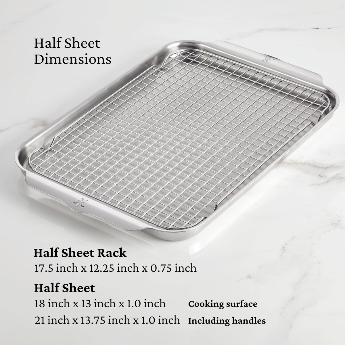 Hestan Provisions OvenBond half-sheet rack highlights elevated airflow for crisp edges.