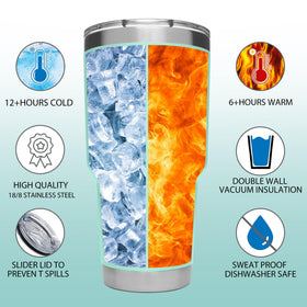 Hexagram stainless steel tumbler ready for daily use with durable 18-8 construction.