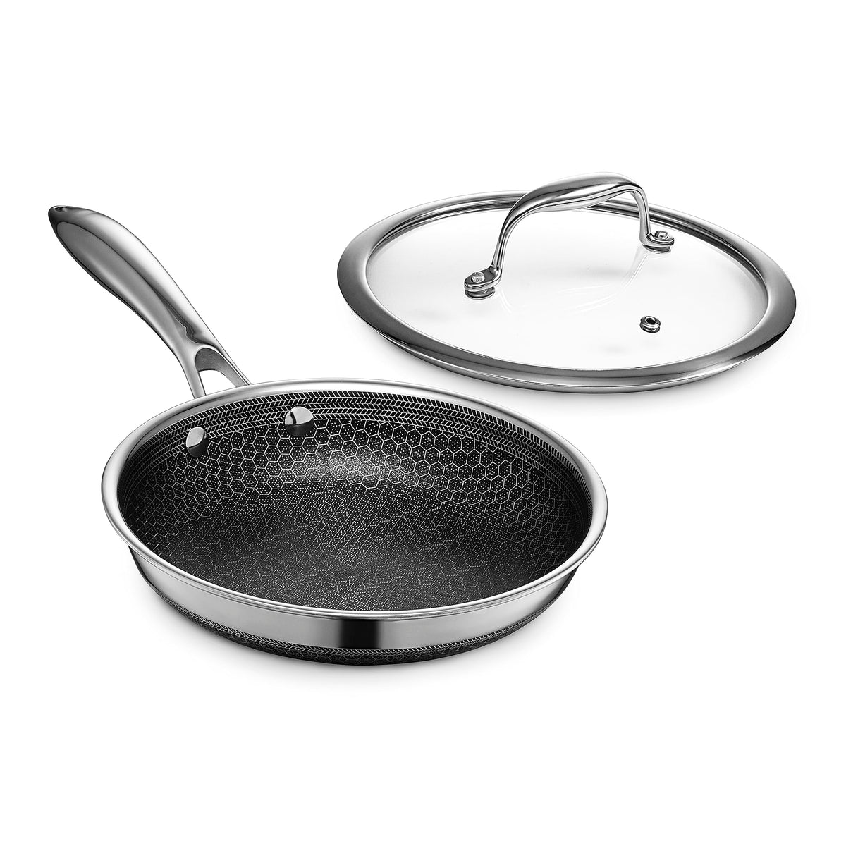 HexClad 8-inch lid fits HexClad pan securely for cooking