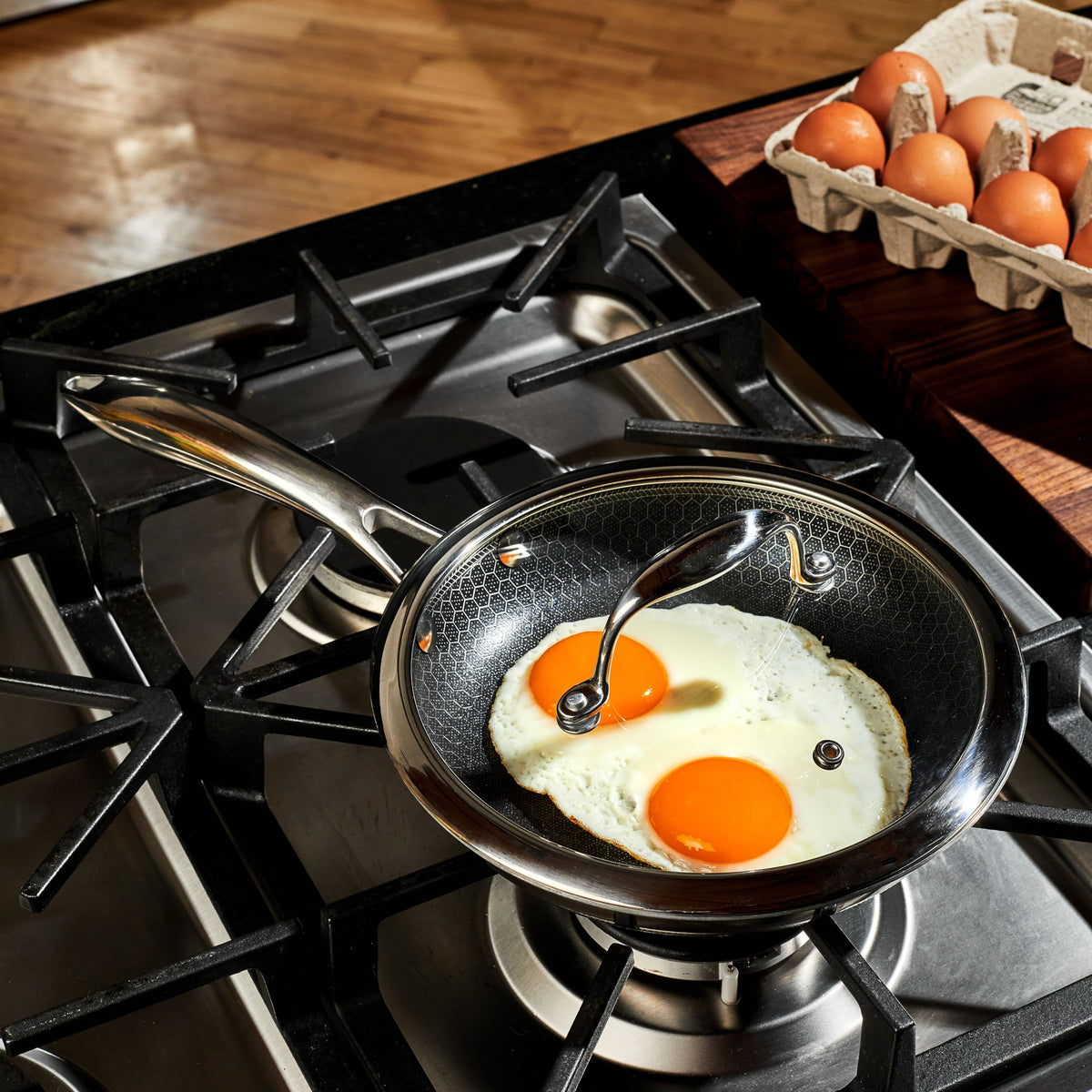 HexClad glass lid lets you watch food without heat loss