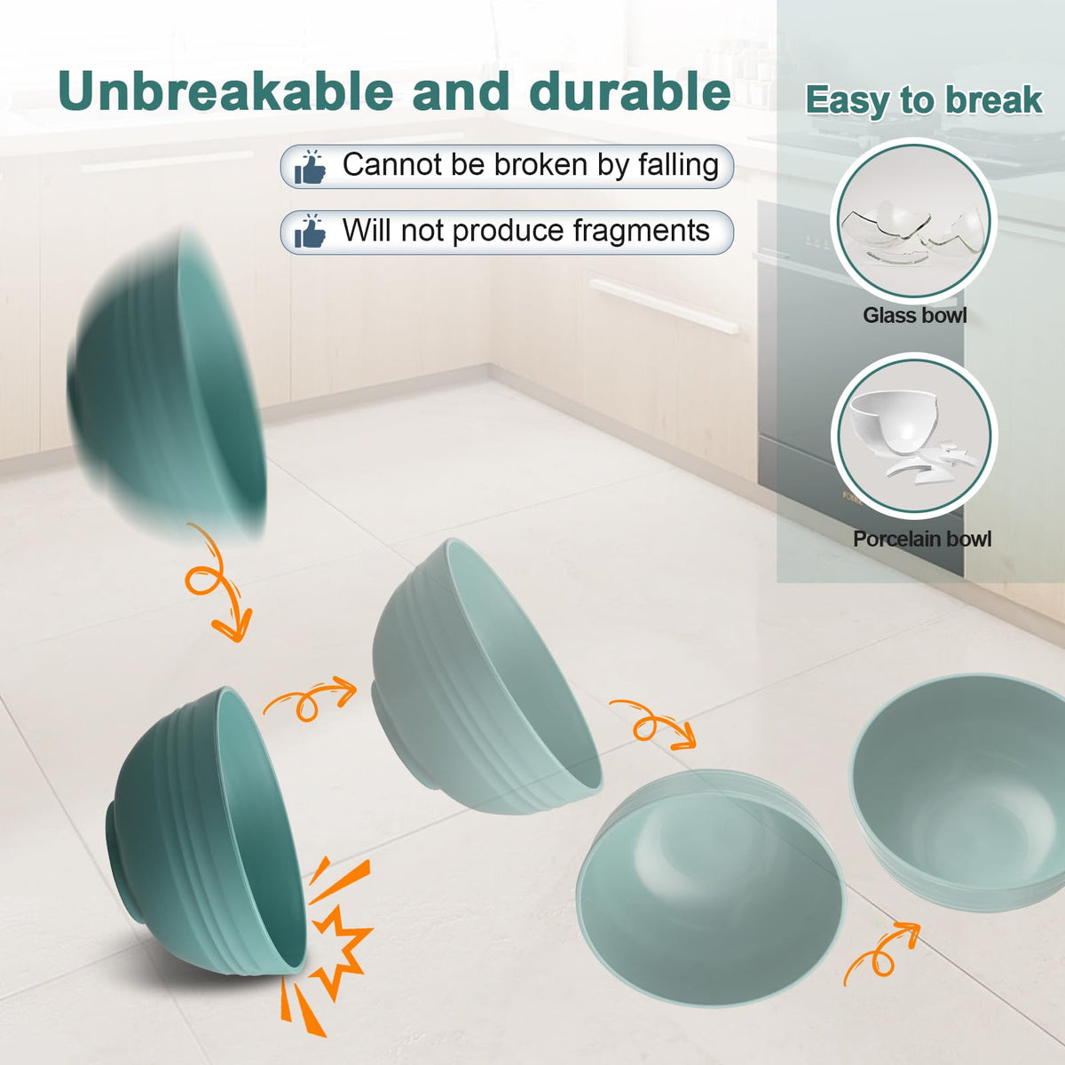 HEYCOME anti-slip bottom keeps bowls steady on counters.