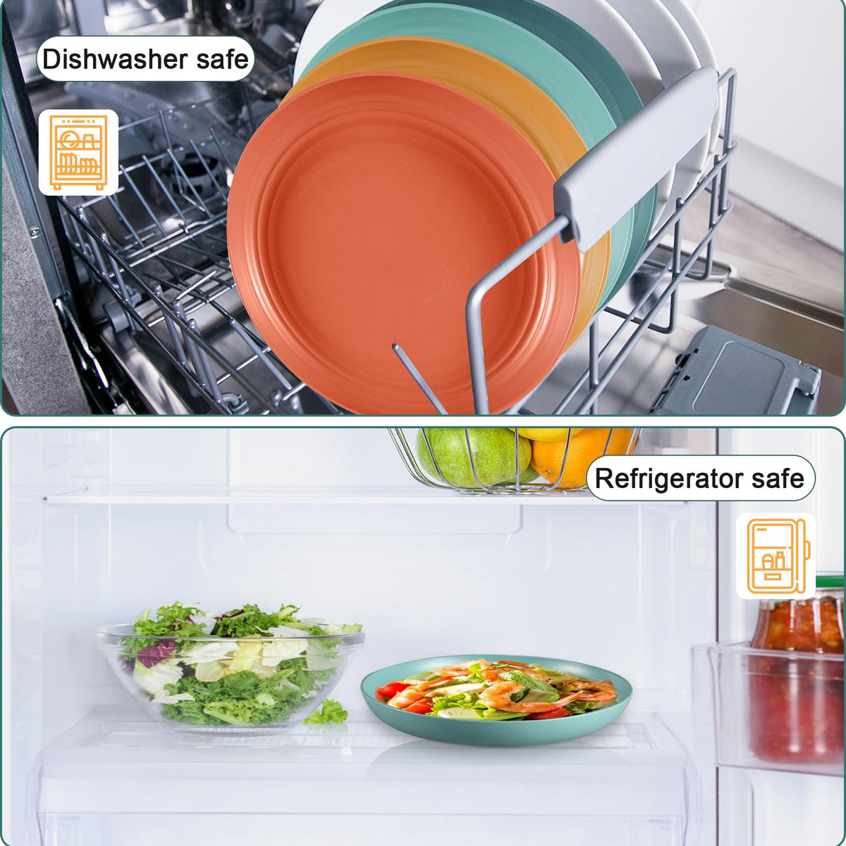 HEYCOME dark-green plates brighten casual dining sessions.