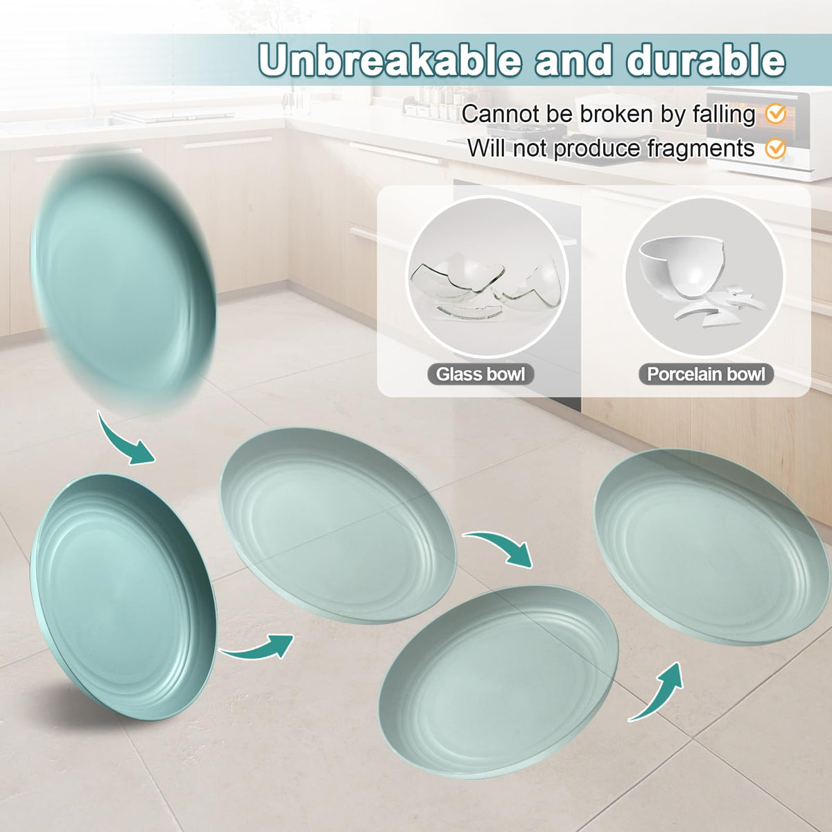 HEYCOME non-slip bottom helps keep plates steady during dining.