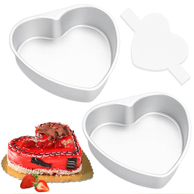 HEYYUMI 6-inch heart cake pan set, two pieces for heart-shaped celebration cakes.