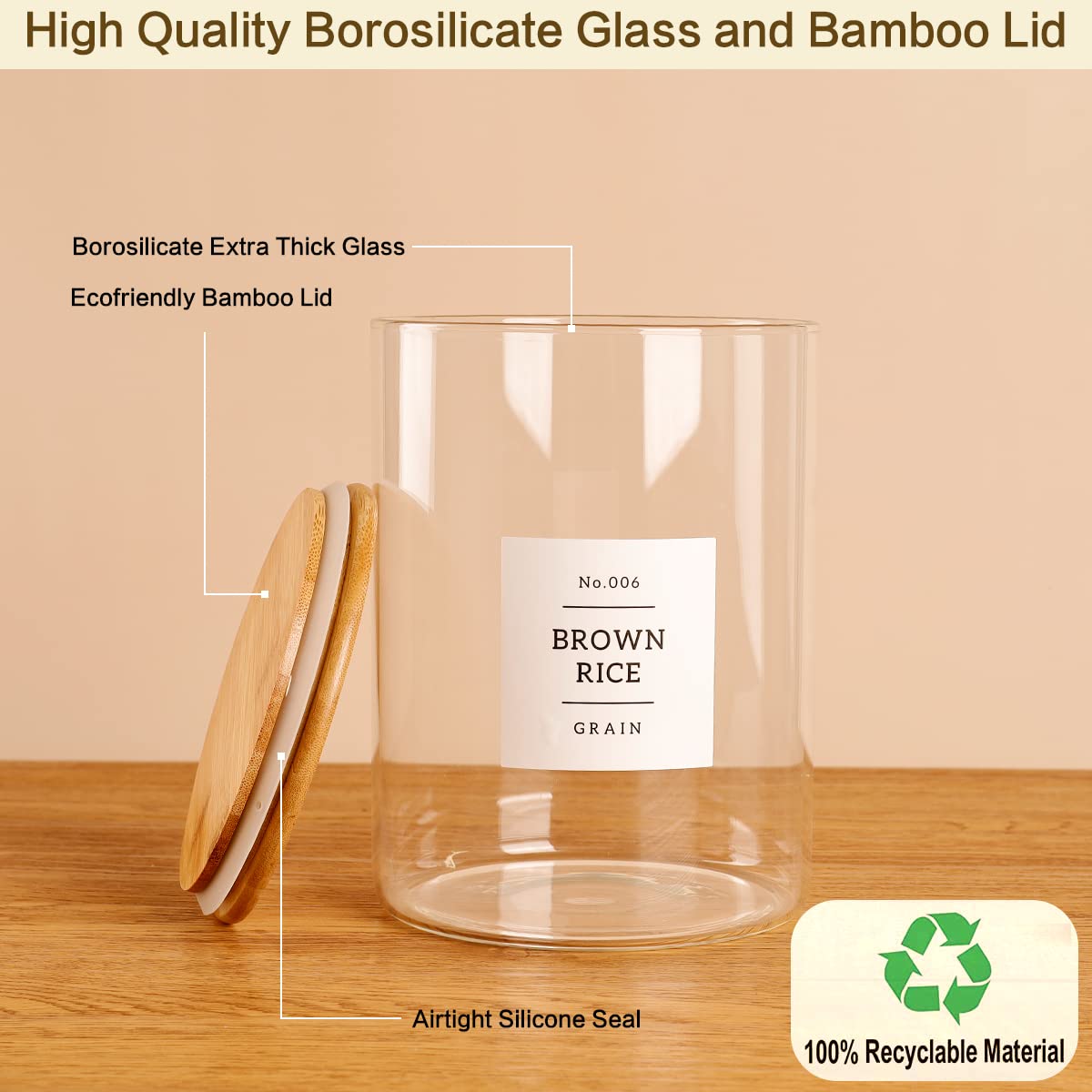HHMJSM airtight lid with silicone ring preserves dryness and freshness.