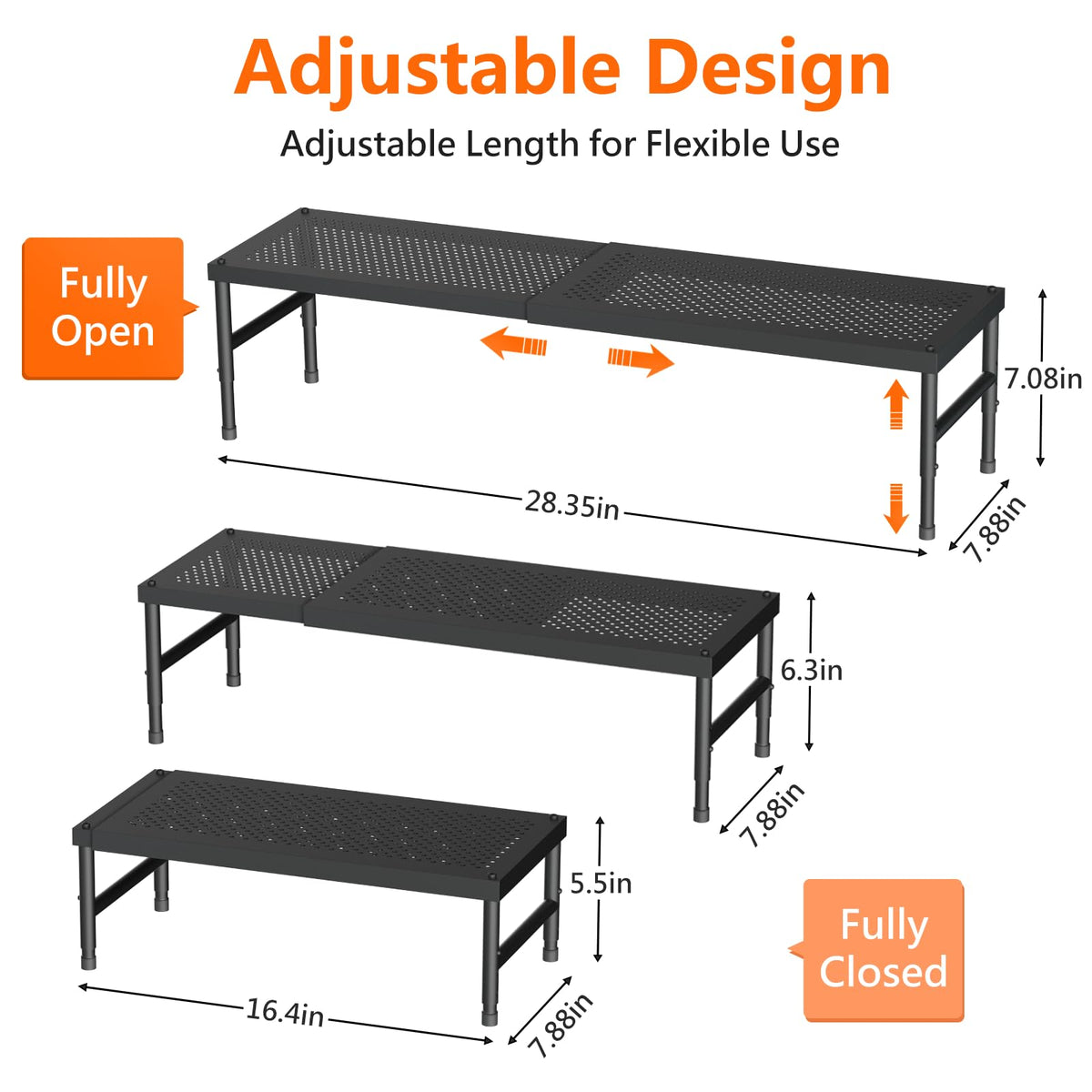 HI NINGER adjustable pantry shelf demonstrating flexible height options for jars and cans