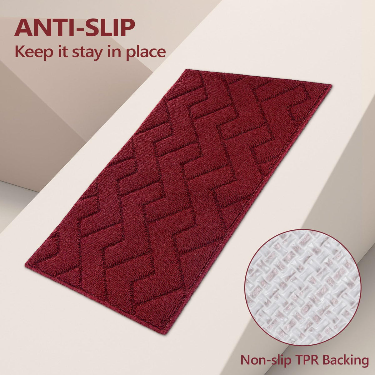 hicorfe gradient color kitchen rug complements decor while hiding minor dirt.