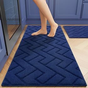 hicorfe kitchen runner rug 20x59 navy with non-slip backing for safer kitchen use