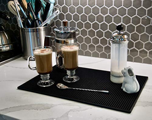 Highball & Chaser non-slip back keeps mat in place on busy counters.