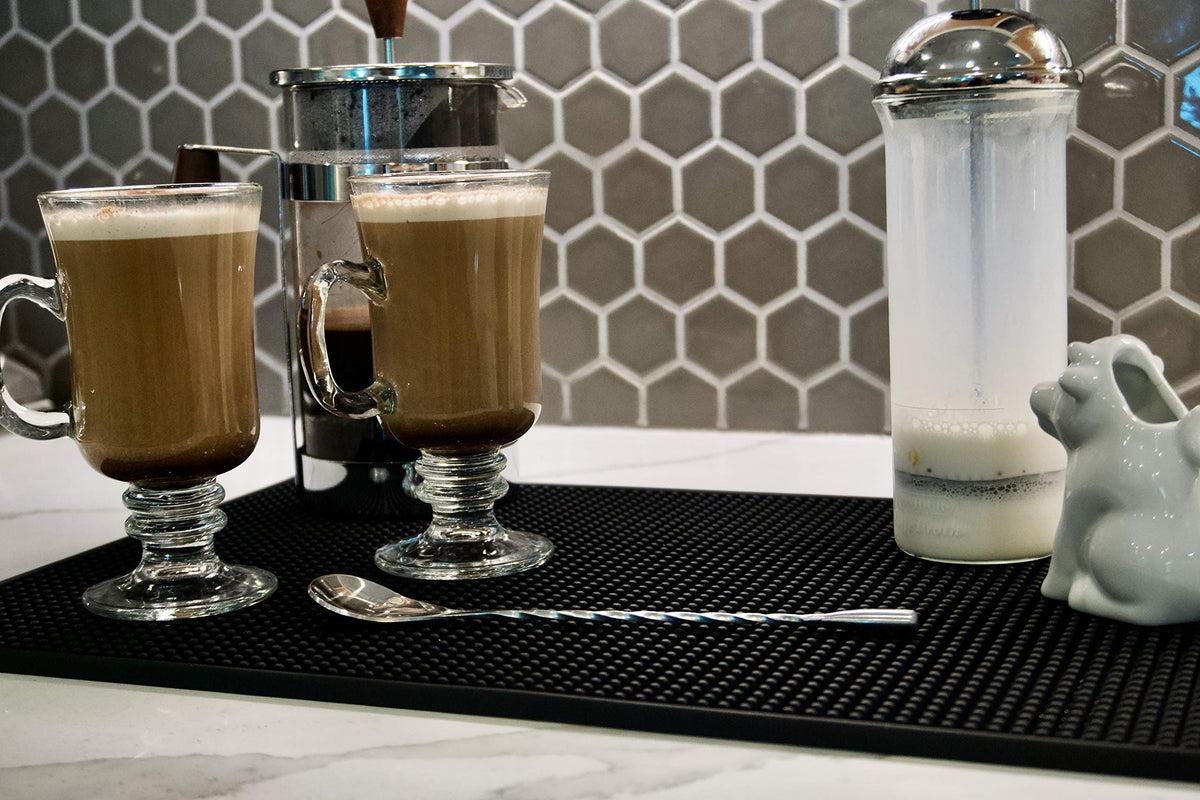Highball & Chaser thick bar mat provides stable service during busy shifts.