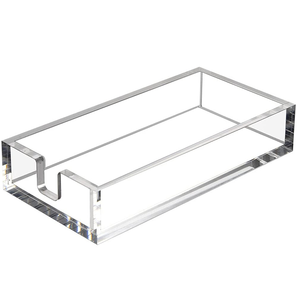 HIIMIEI acrylic napkin holder with side-opening for easy single-napkin access.