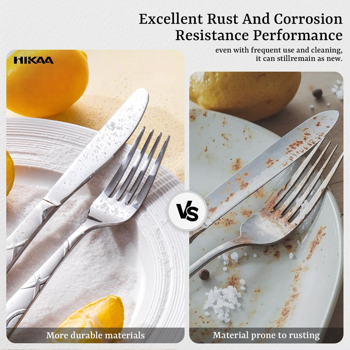 HIKAA salad fork designed for light cuts and a comfortable grip