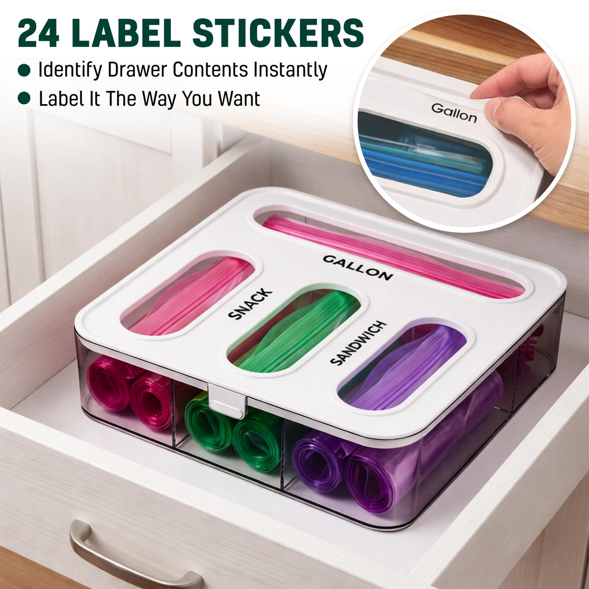 HIMUS includes 24 removable labels for easy bag identification.