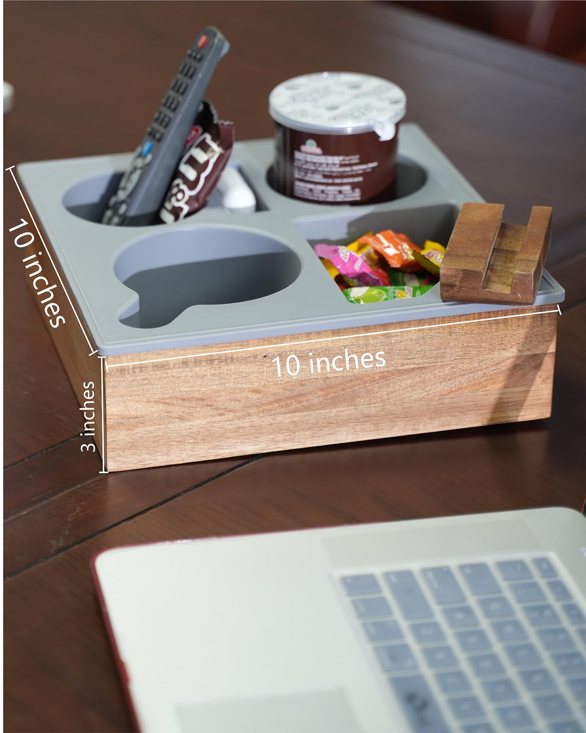 Hitseon compact couch tray keeps drinks remotes and snacks within reach