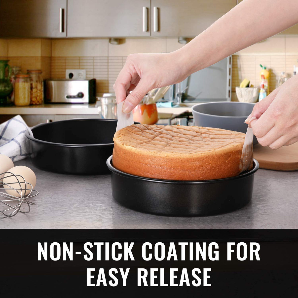 Hiware even-heat distribution pans ensure level rises.