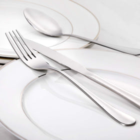 Closeup of HIWARE extra-fine stainless steel forks showing durability