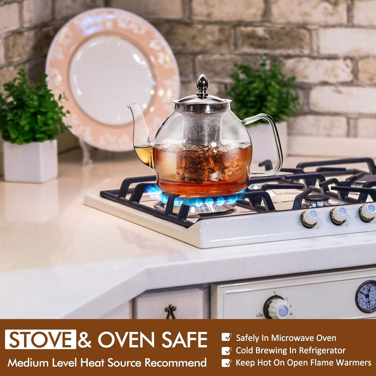 HIWARE teapot ergonomic handle for a sturdy grip during pouring