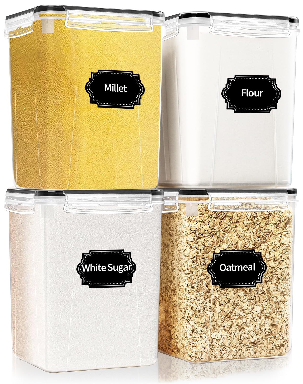 HKJ Chef 4-pack large airtight containers with lids for tidy pantry storage