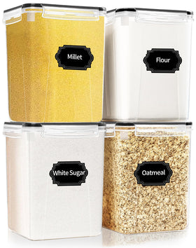 HKJ Chef 4-pack large airtight containers with lids for tidy pantry storage