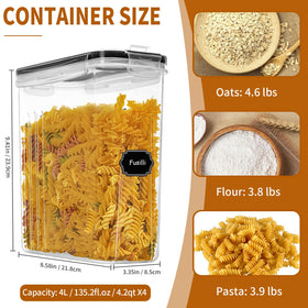 HKJ Chef cereal containers lids airtight demonstrate secure seal for freshness