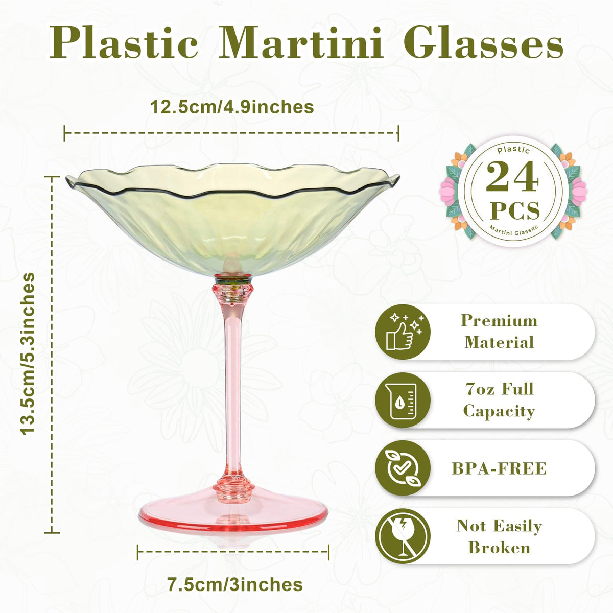 HKSZEH detachable-handle martini glasses in pink-green for flexible presentation.