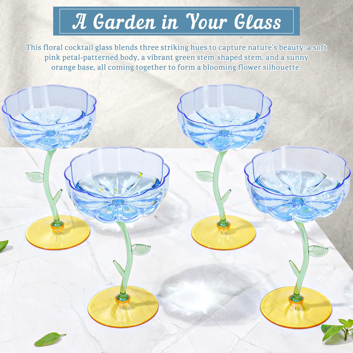 HKSZEH soft pink body with green stem and orange base creates blooming silhouette