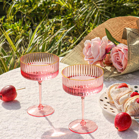 HKSZEH vintage pink margarita glassware for festive gatherings