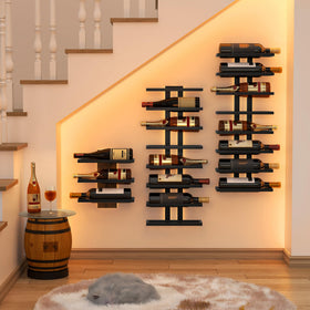 Hoctieon rack holds eight bottles per tier for compact storage.