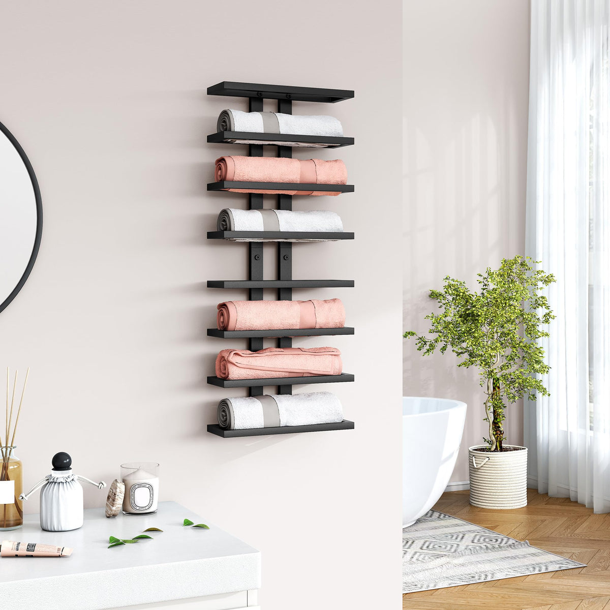 Hoctieon versatile wall rack supports DIY arrangement and can be expanded.