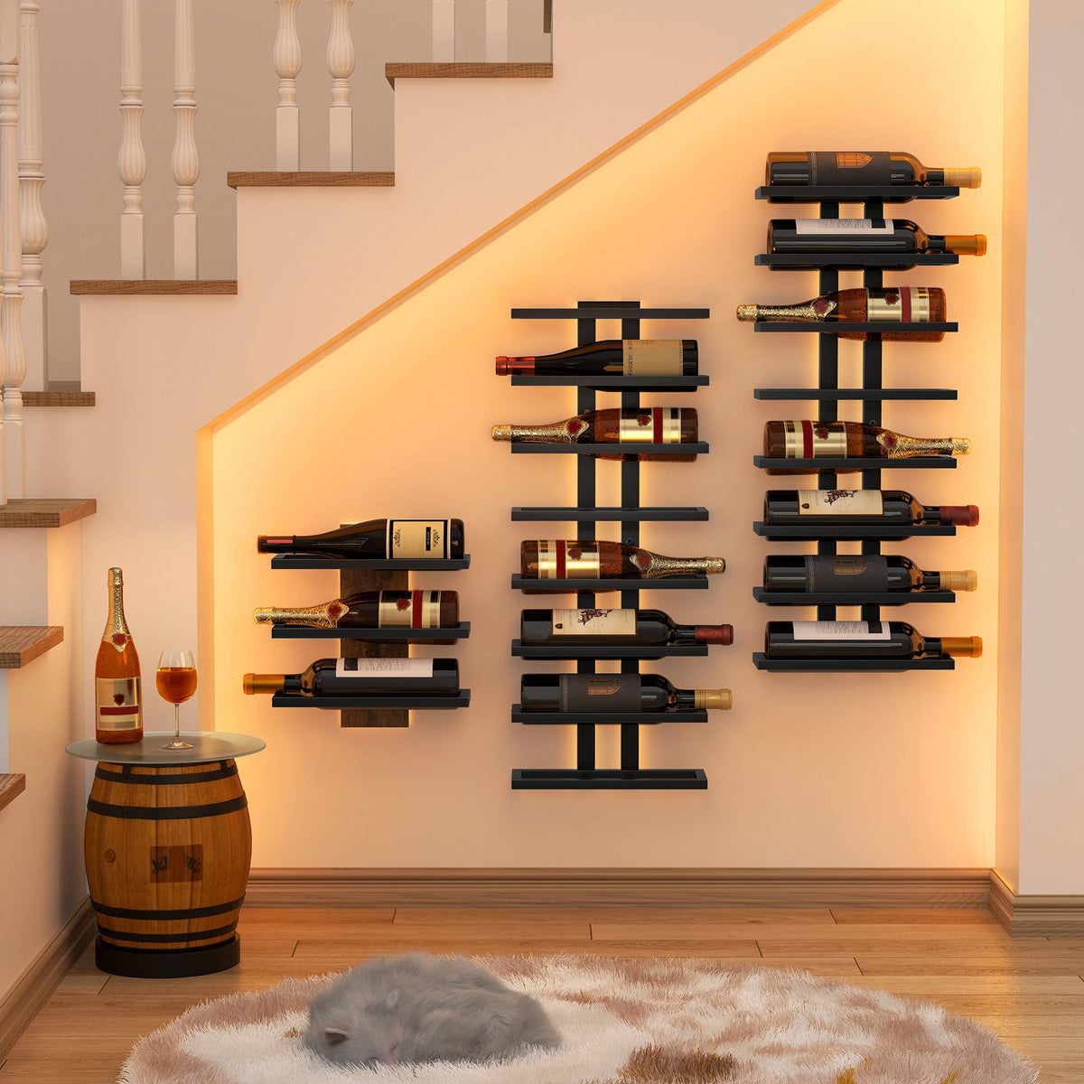Hoctieon modern black finish wall rack adds contemporary style to any room.