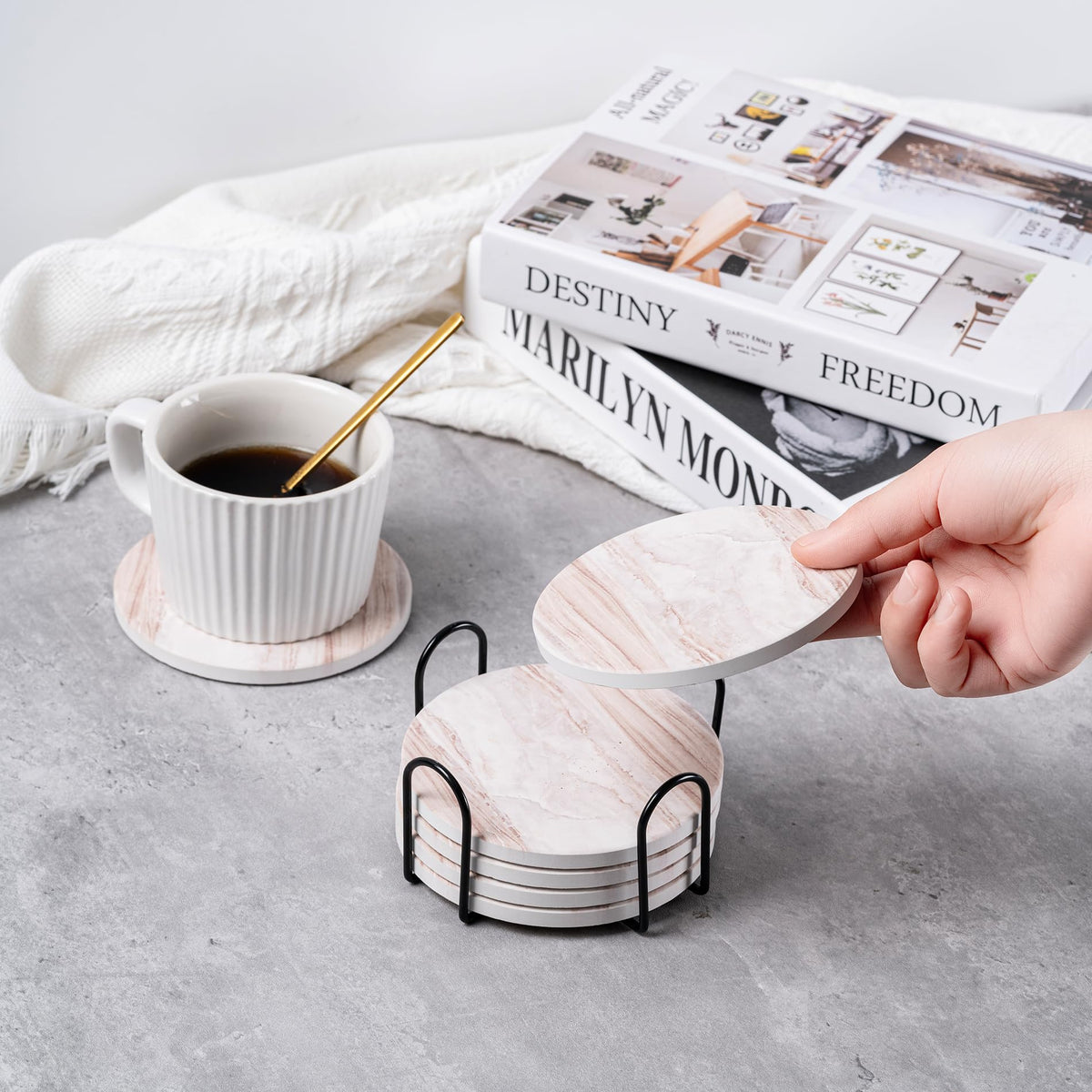 Hoewina coasters shown on a dining table for daily use
