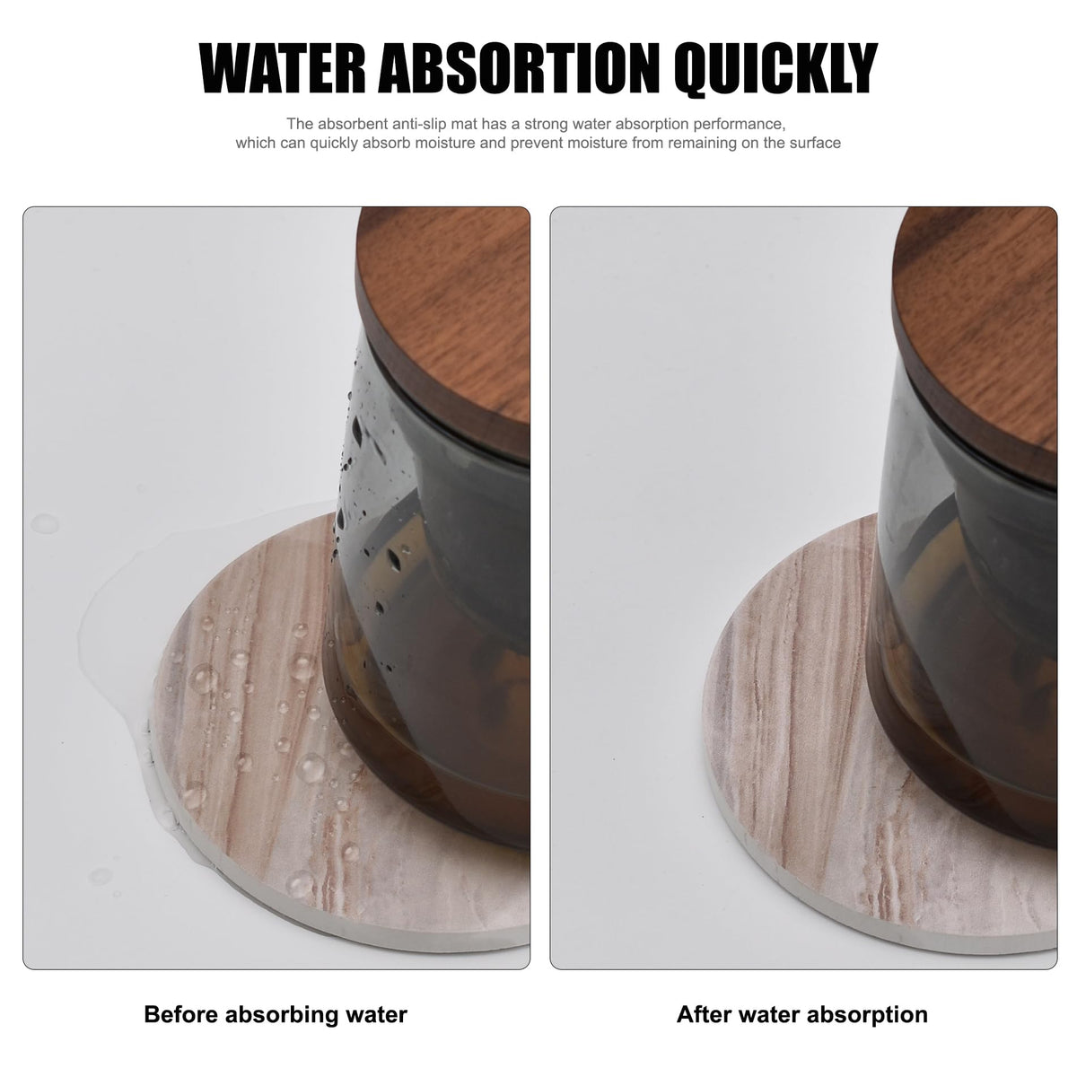 Hoewina cork-backed coasters prevent slipping and protect tables