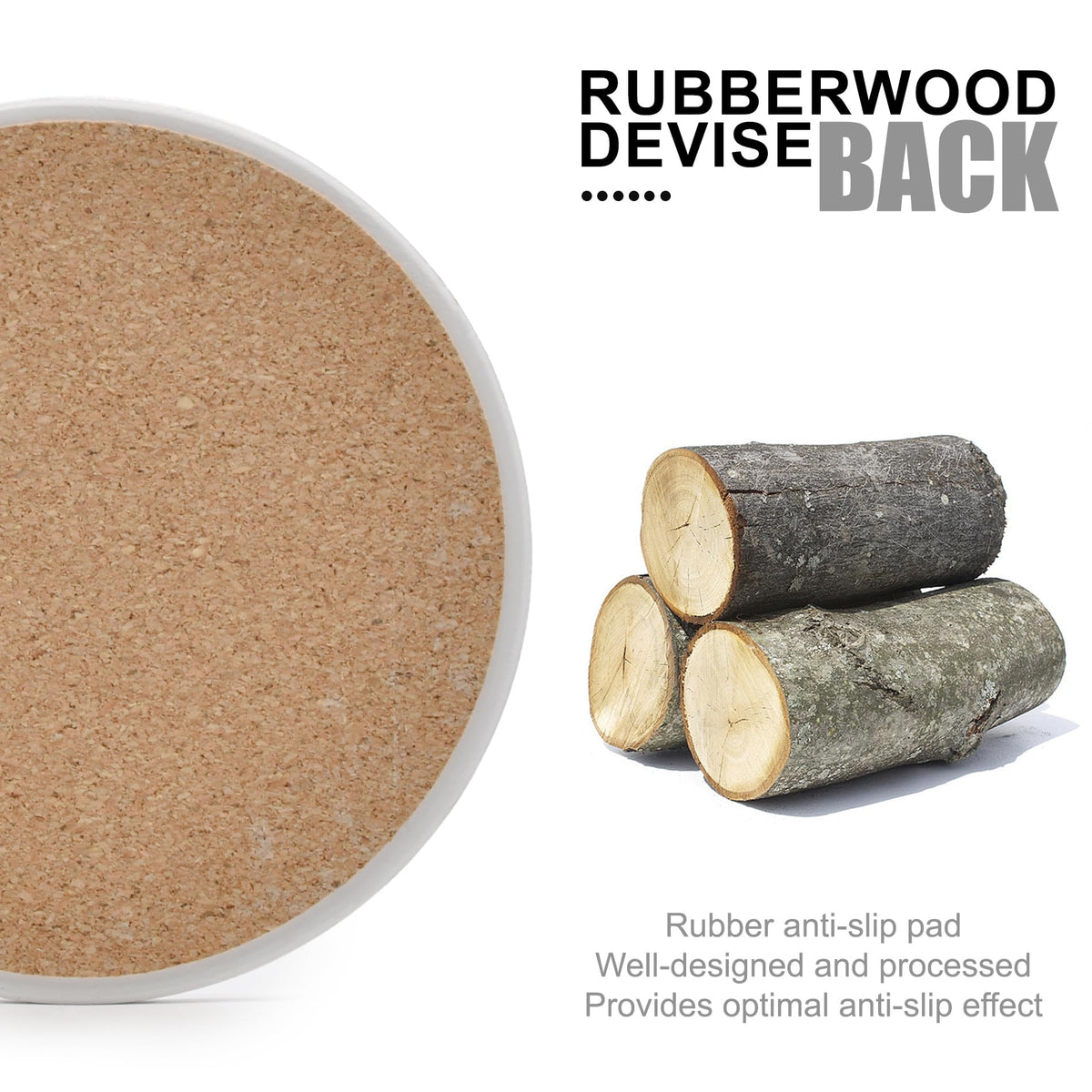Hoewina natural-style ceramic coasters close-up