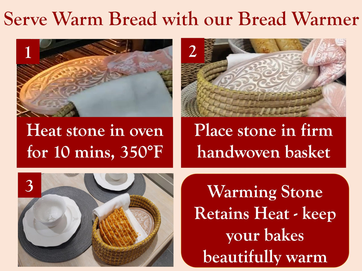 HofArtisan terra cotta bread warmer basket with heat base for retention